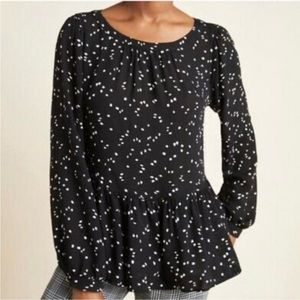 Maeve by Anthropologie Cheyanne polka dot peplum shirt